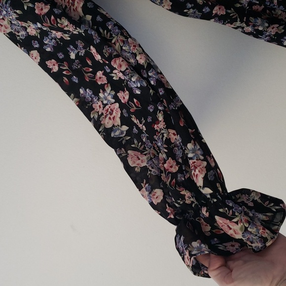 Pink Lily dark floral long sleeve maxi dress size small - Picture 6 of 11